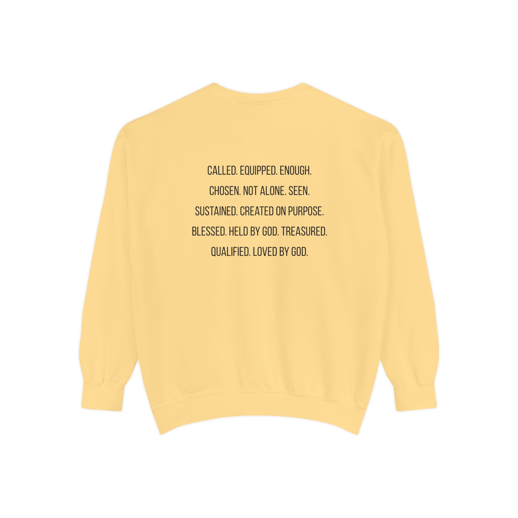 God Says I Am Sweatshirt — Inspirational Christian Message Pullover ("God Says I Am" with Back Scripture Affirmations)