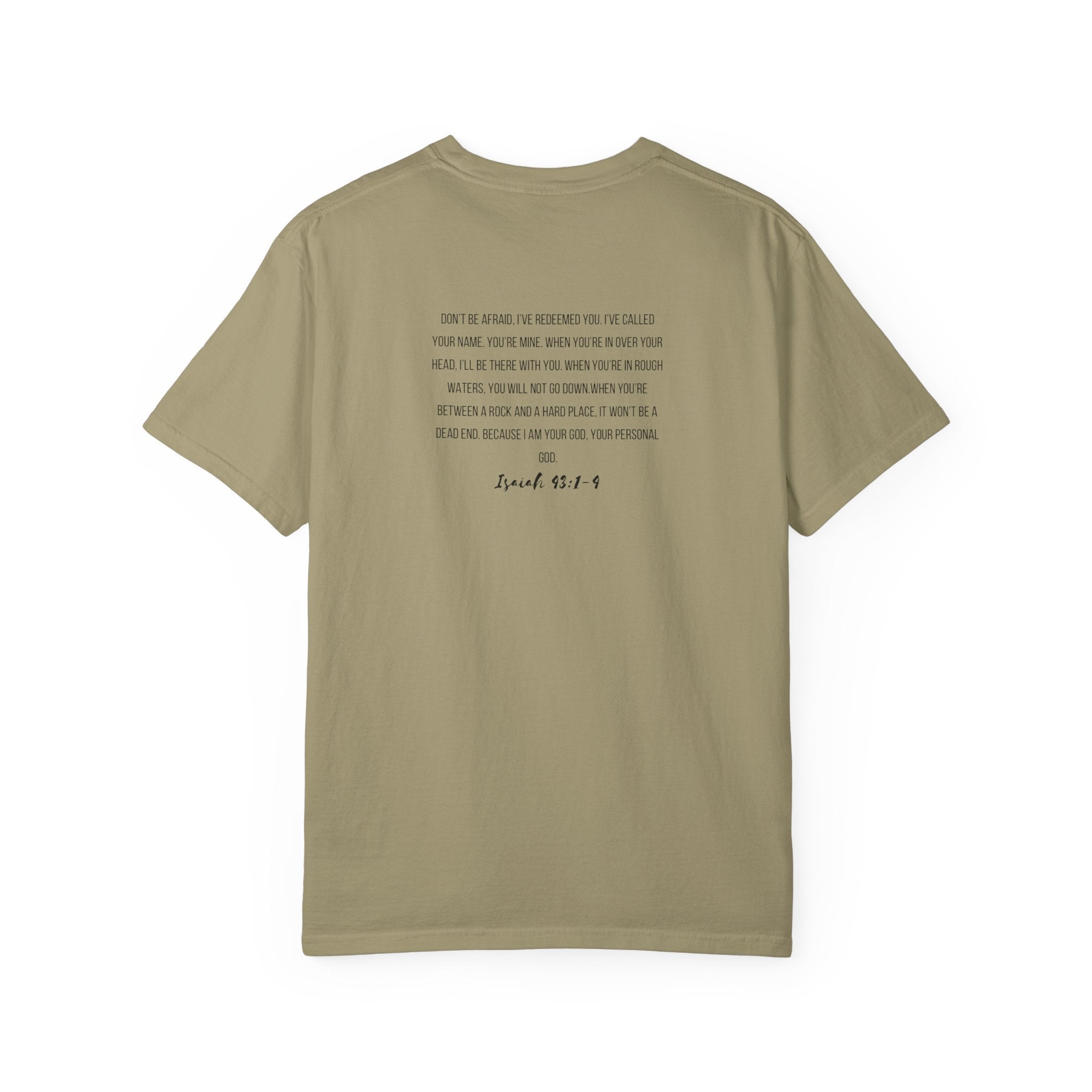 I Am His T-Shirt — Minimal Christian Scripture Tee (Isaiah 41:10 Back)