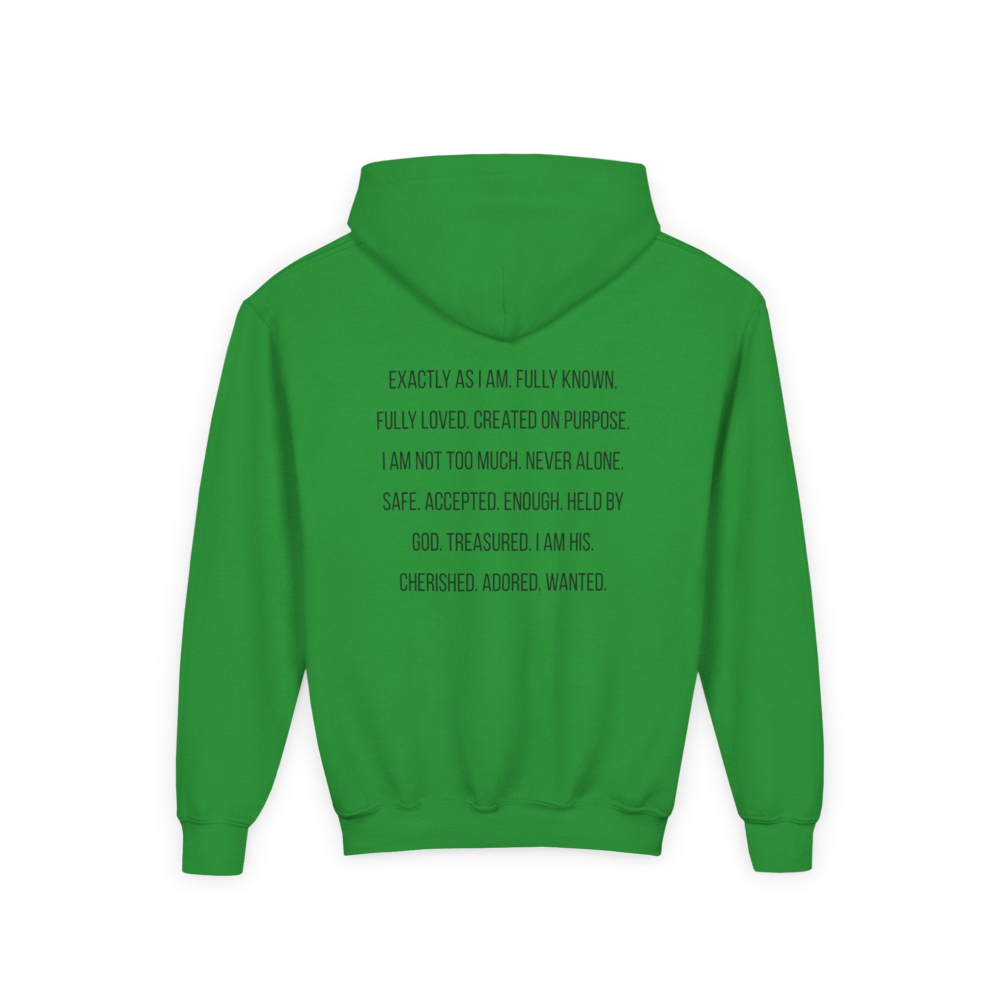 Youth Hoodie — "God Says I Am" Inspirational Christian Pullover