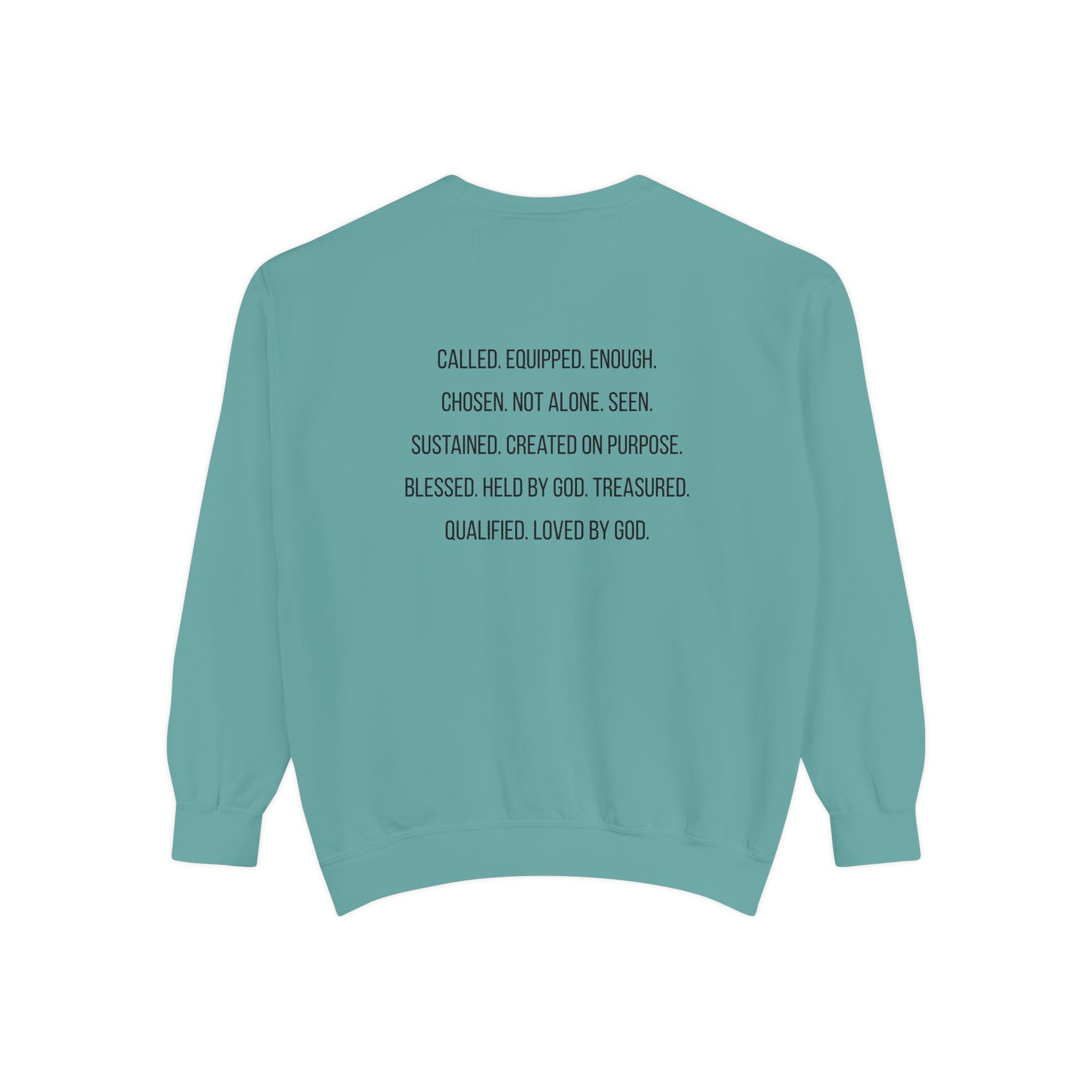 God Says I Am Sweatshirt — Inspirational Christian Message Pullover ("God Says I Am" with Back Scripture Affirmations)