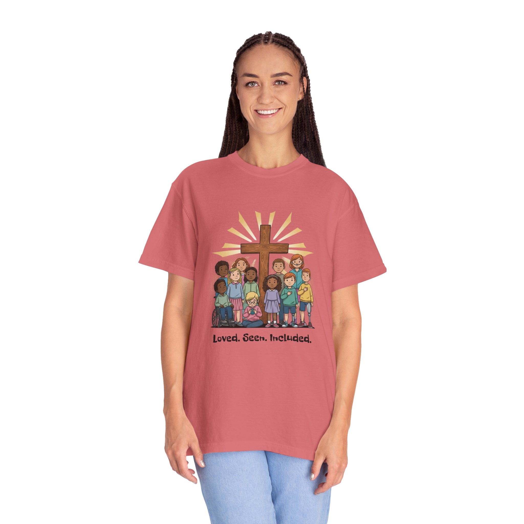 Christian Children’s T-Shirt — 'Loved, Seen, Included' (Back: 'Fearfully & Wonderfully Made')