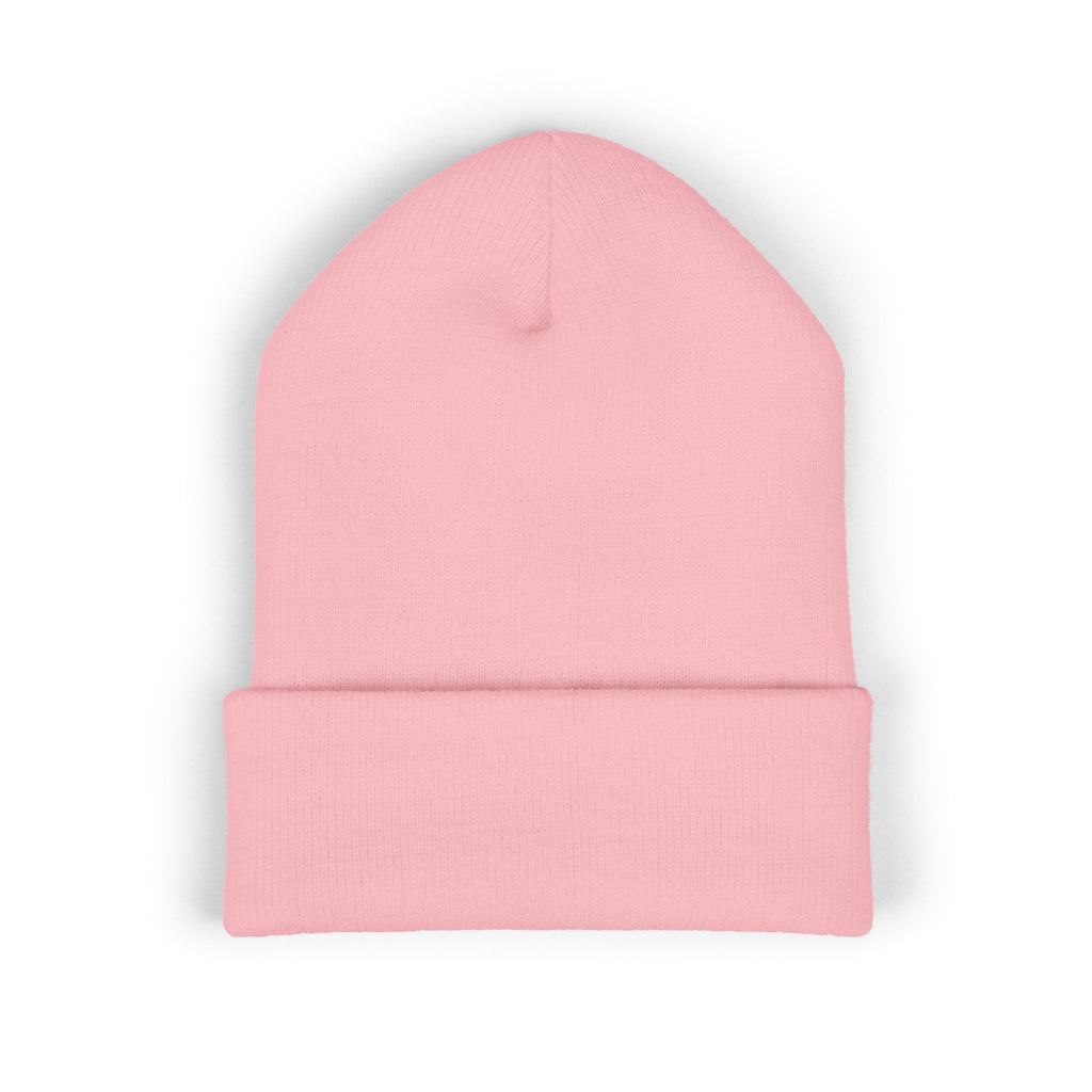 Embroidered Cuffed Beanie — Minimal Speech Bubble Design