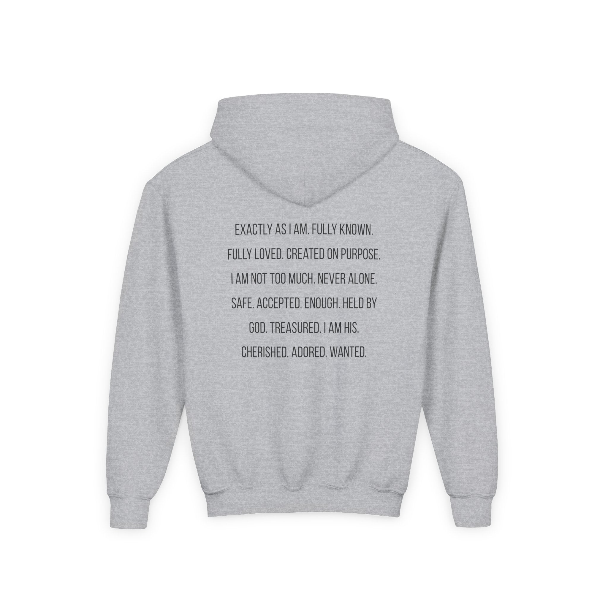 Youth Hoodie — "God Says I Am" Inspirational Christian Pullover