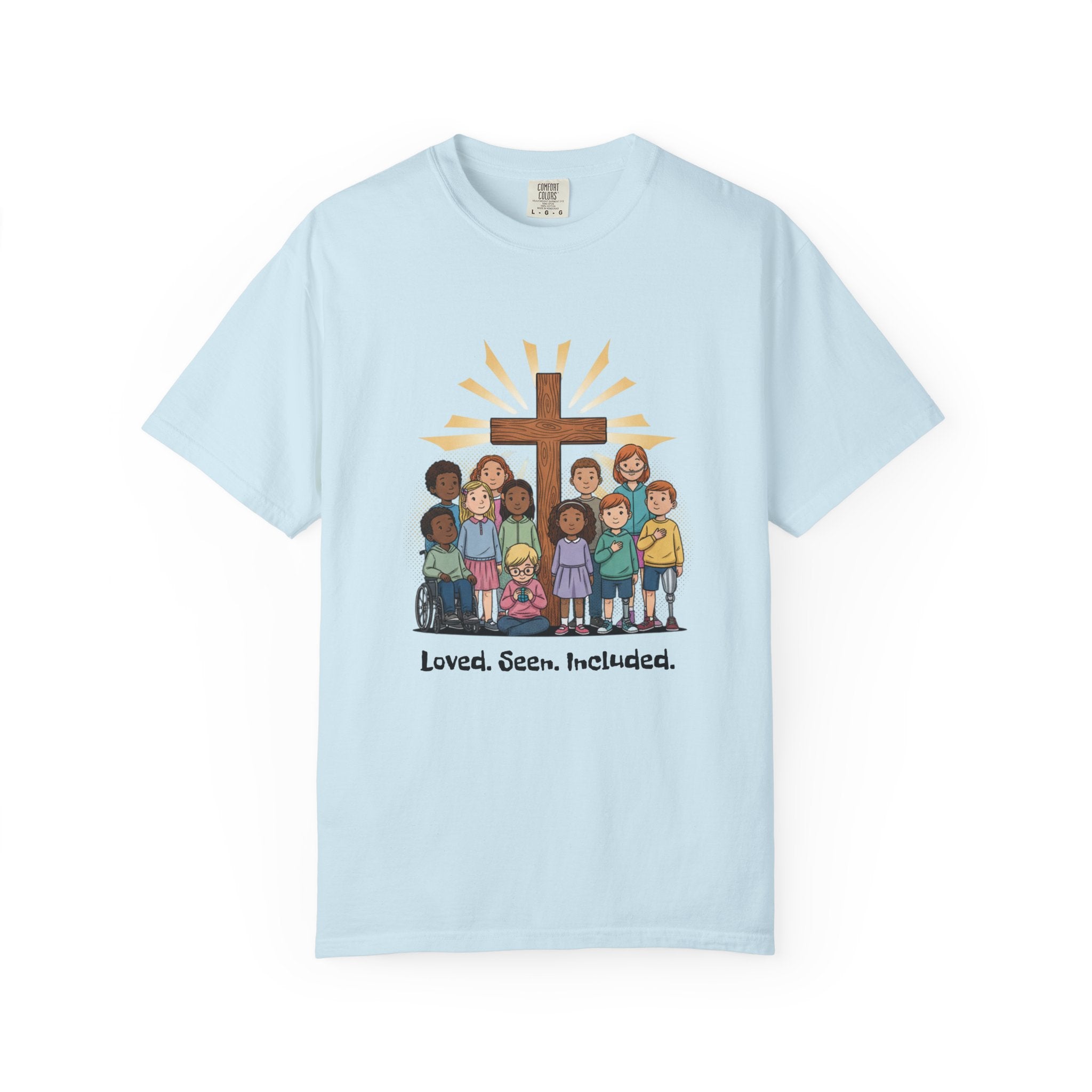 Christian Children’s T-Shirt — 'Loved, Seen, Included' (Back: 'Fearfully & Wonderfully Made')