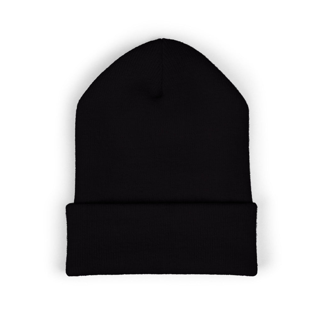 Embroidered Cuffed Beanie — Minimal Speech Bubble Design