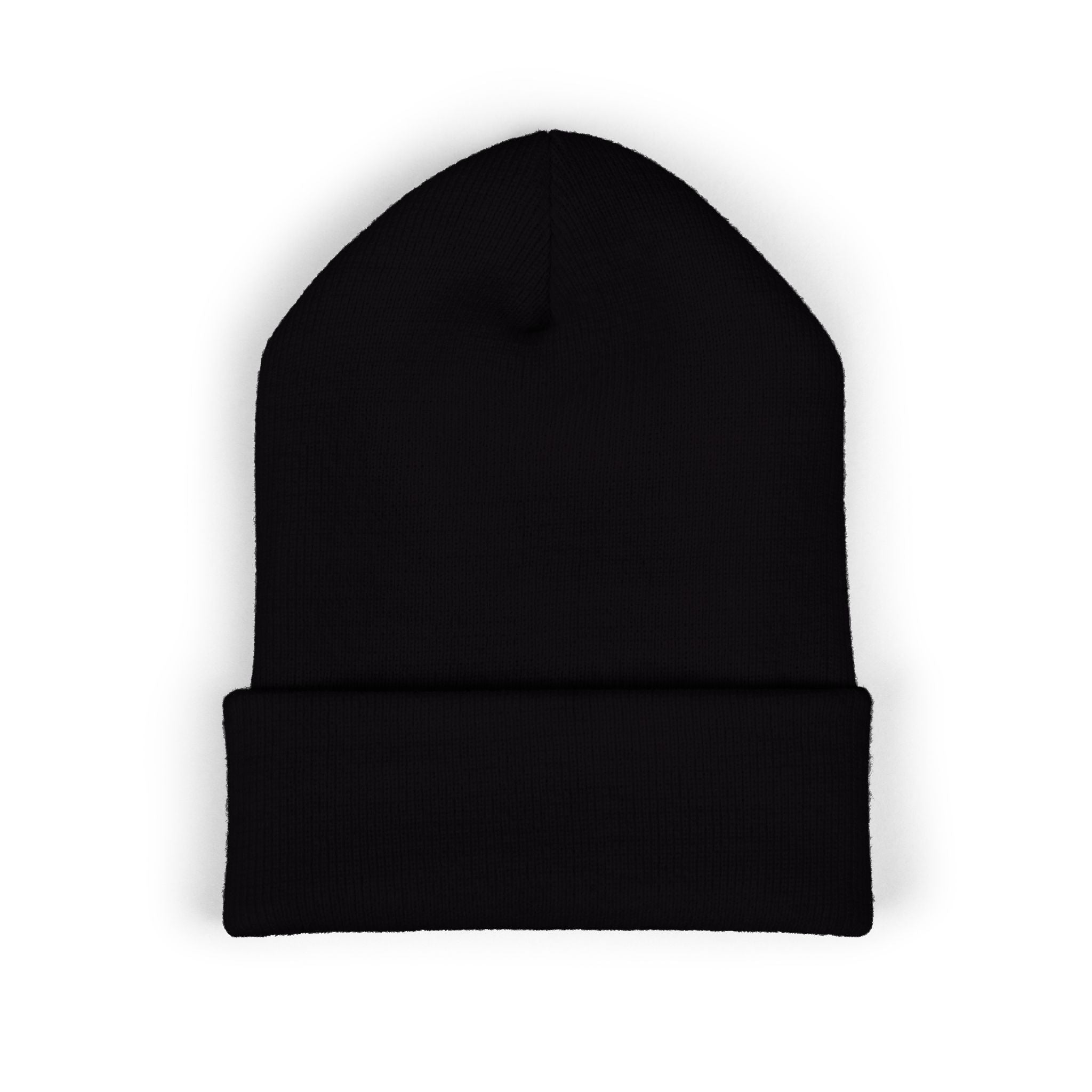 Embroidered Cuffed Beanie — Minimal Speech Bubble Design