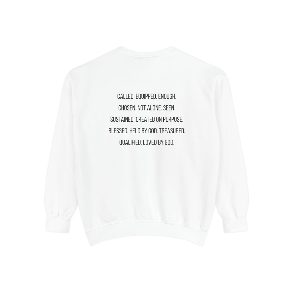 God Says I Am Sweatshirt — Inspirational Christian Message Pullover ("God Says I Am" with Back Scripture Affirmations)