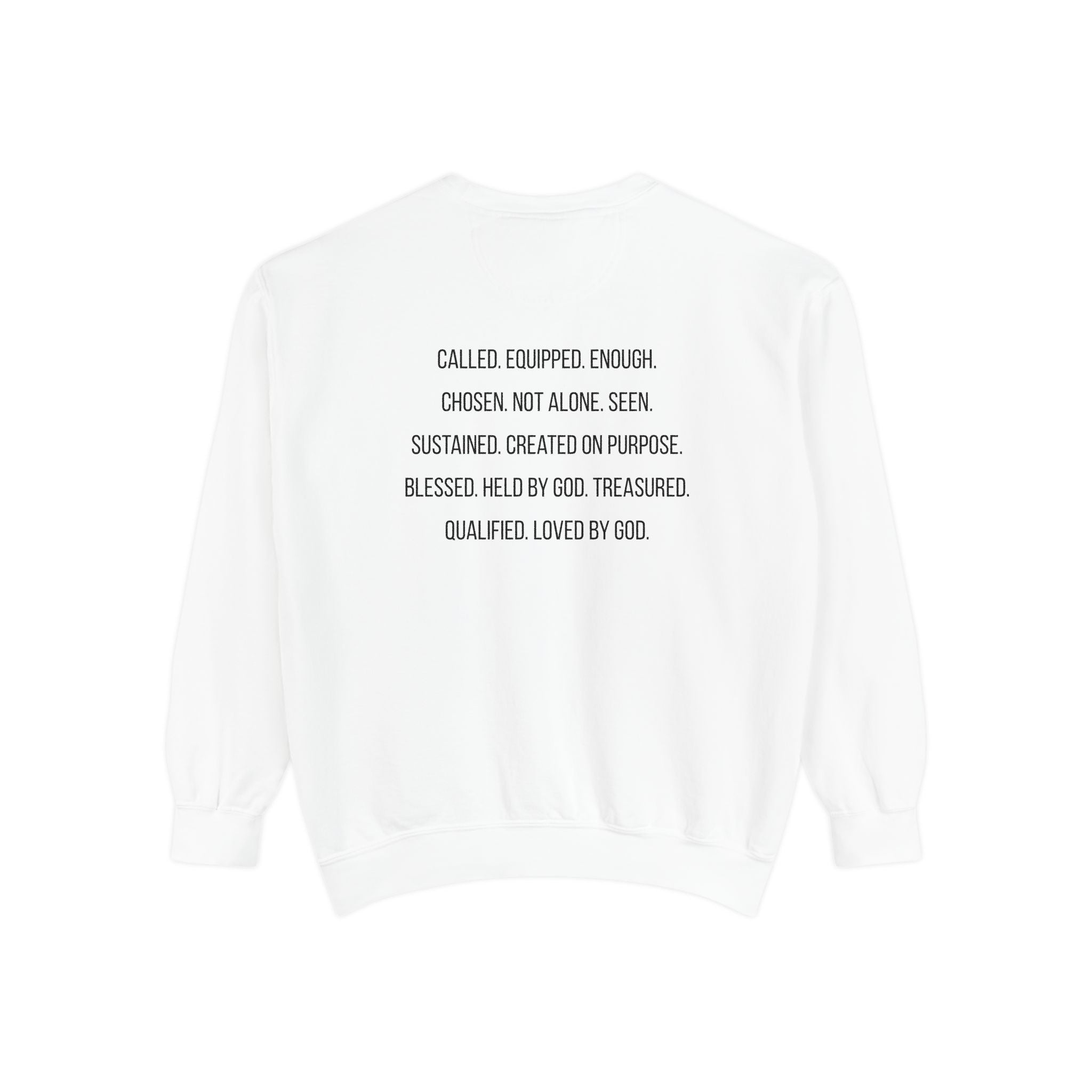 God Says I Am Sweatshirt — Inspirational Christian Message Pullover ("God Says I Am" with Back Scripture Affirmations)