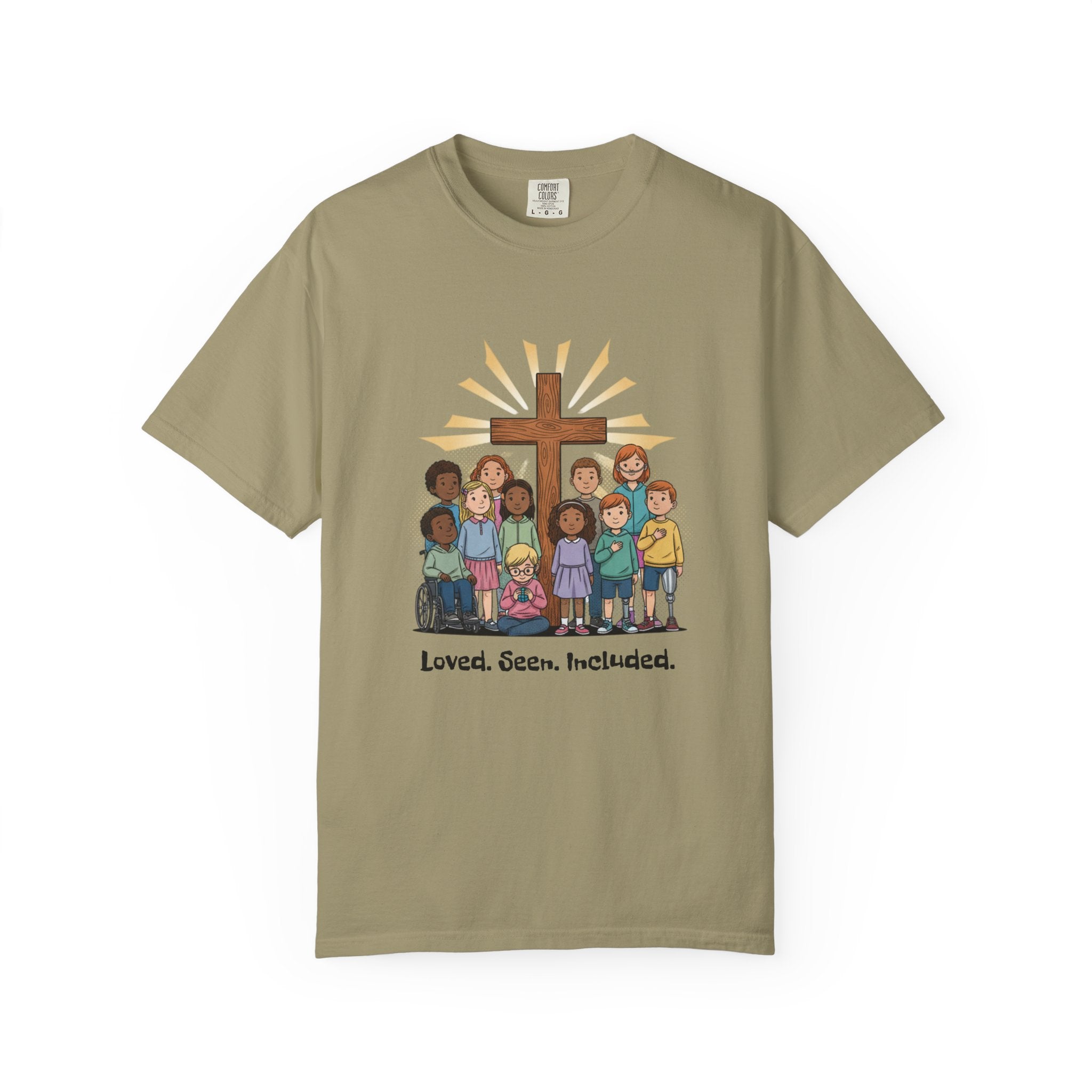 Christian Children’s T-Shirt — 'Loved, Seen, Included' (Back: 'Fearfully & Wonderfully Made')