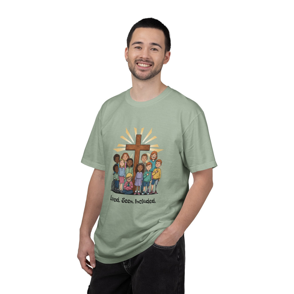 Christian Children’s T-Shirt — 'Loved, Seen, Included' (Back: 'Fearfully & Wonderfully Made')
